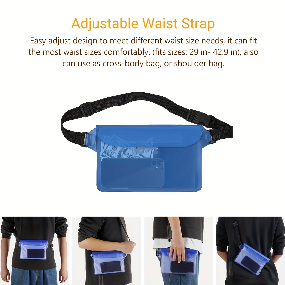 Stay Dry Comfortable: Waterproof Pouch Bag Adjustable Waist - Temu