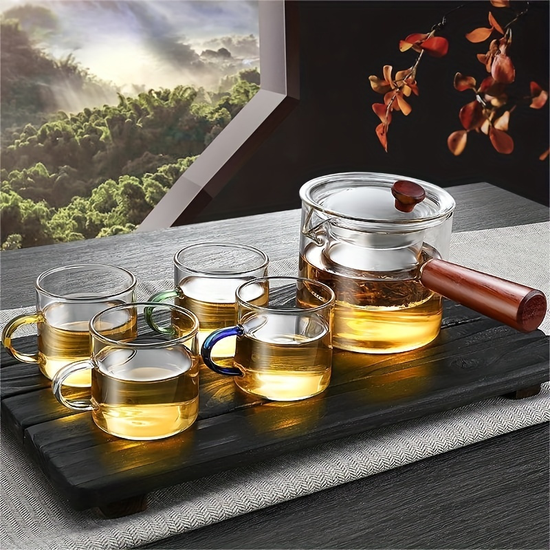 Glass Teapot Glass Teacup. Wooden Handle Teapot With Infusion, Household  Glass High Temperature Resistant Tea Maker Tea Kettle.perfect For Blooming  Tea And Loose Tea Leaves. Suitable For Family Dinners., - Temu