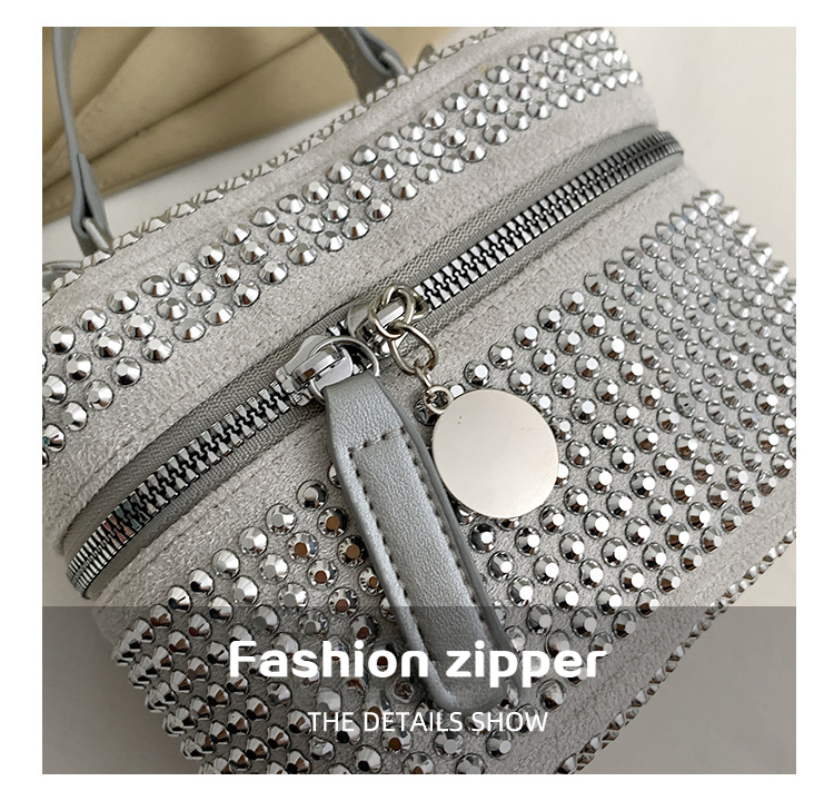 Glitzer Fashion Handtasche mit Strasssteinen Silber