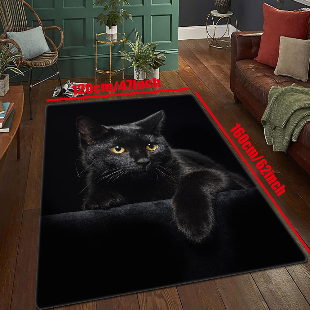 Gothic black cat area rug Halloween rug