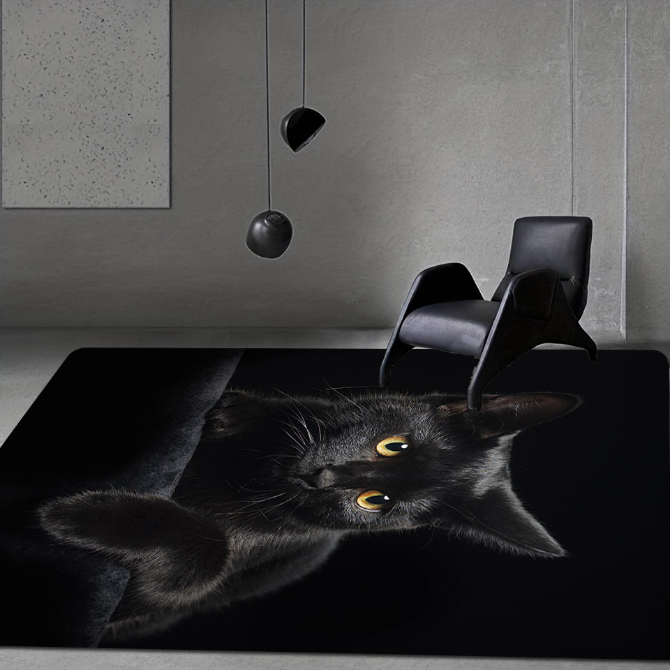 Gothic black cat area rug Halloween rug