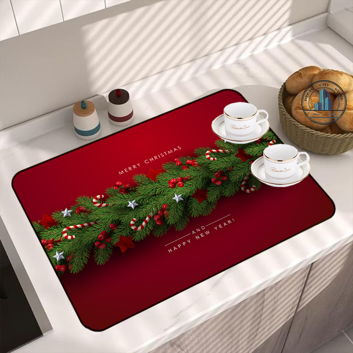 Dish Drying Mat Merry Christmas Absorbent Mat Christmas - Temu