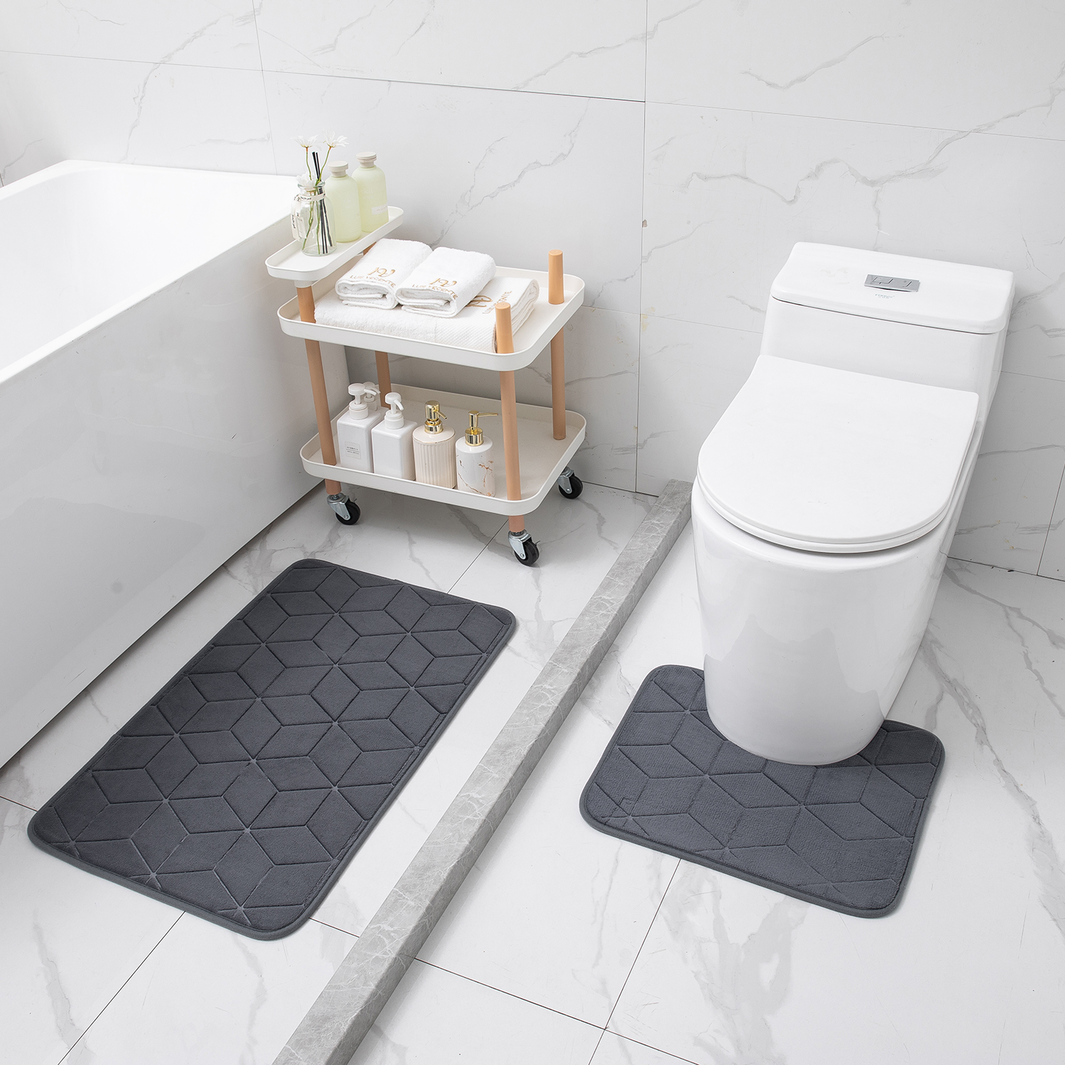 Memory Foam Bathroom Mat Toilet Mat Extra Soft Non-Slip Bath Mat