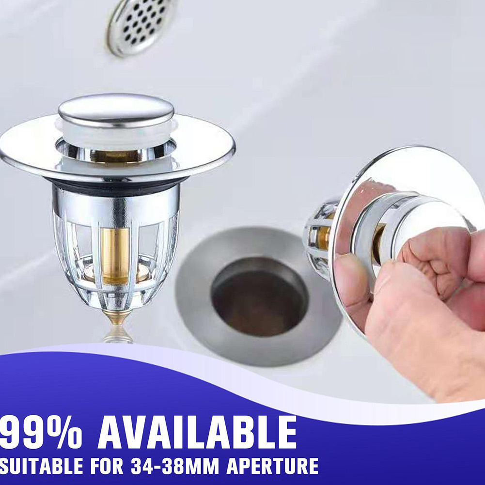 1pc Bathroom Sink Plug Stopper, Wash Basin Core Bounce Up Drain Filter,  Shower Sink Filter Plug, Kitchen Bathtub Stopper, Copper Core Model Filter