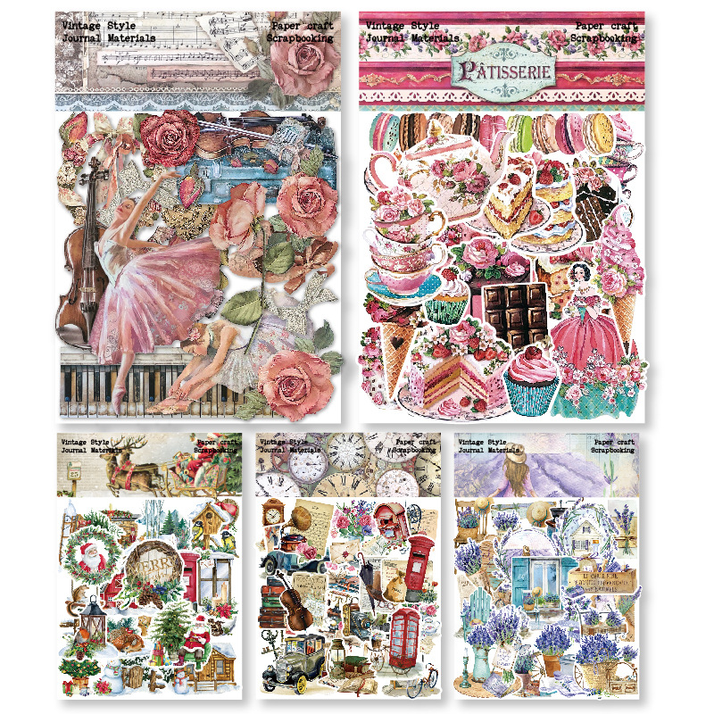 40Pcs Scrapbook Vintage Aesthetic Flower Stickers, Craft Supplies &  Materials, self-Adhesive Bullet Journal Stickers for Scrapbooking,  journaling