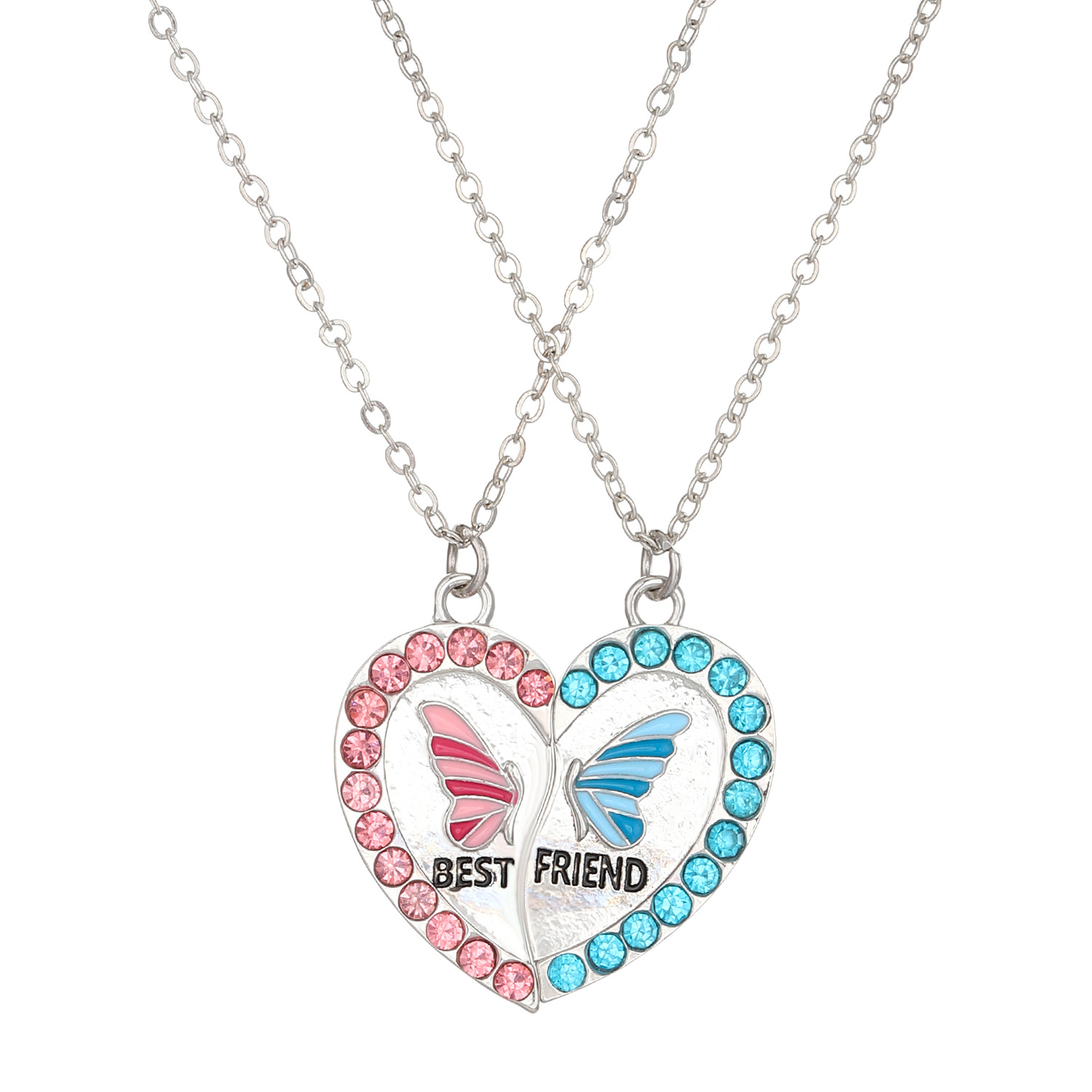 Gold Best Friends Butterfly Pendant Necklaces - 2 Pack