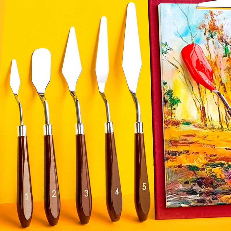 Couteau à Palette, 5 pièces en Acier Inoxydable Couteau de Peinture Outils  Artiste Peinture à l