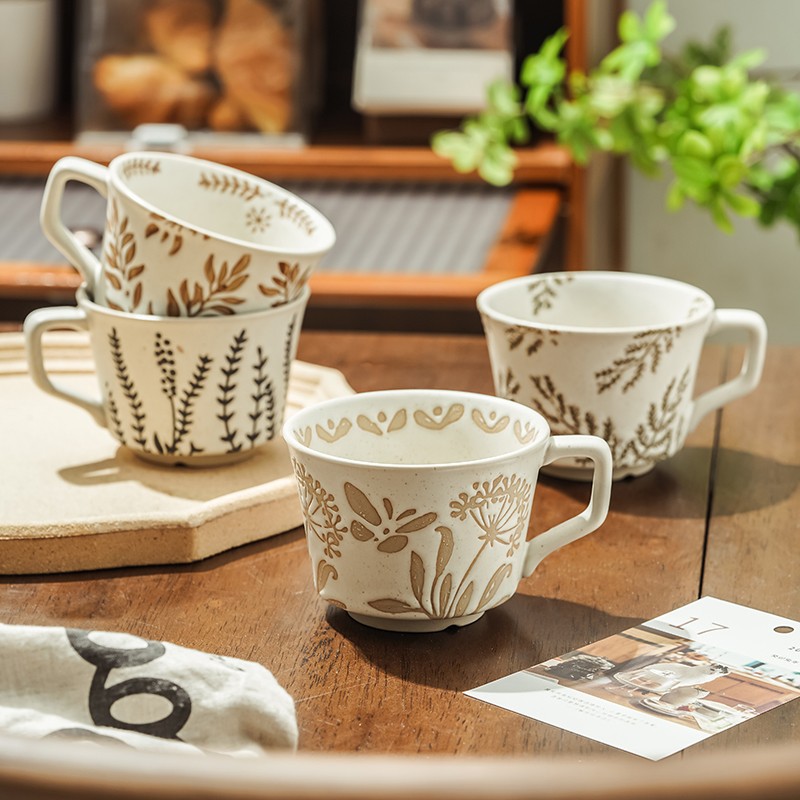 Coffee Mug Ceramic Coffee Cups Brown Plaid Pattern Water - Temu