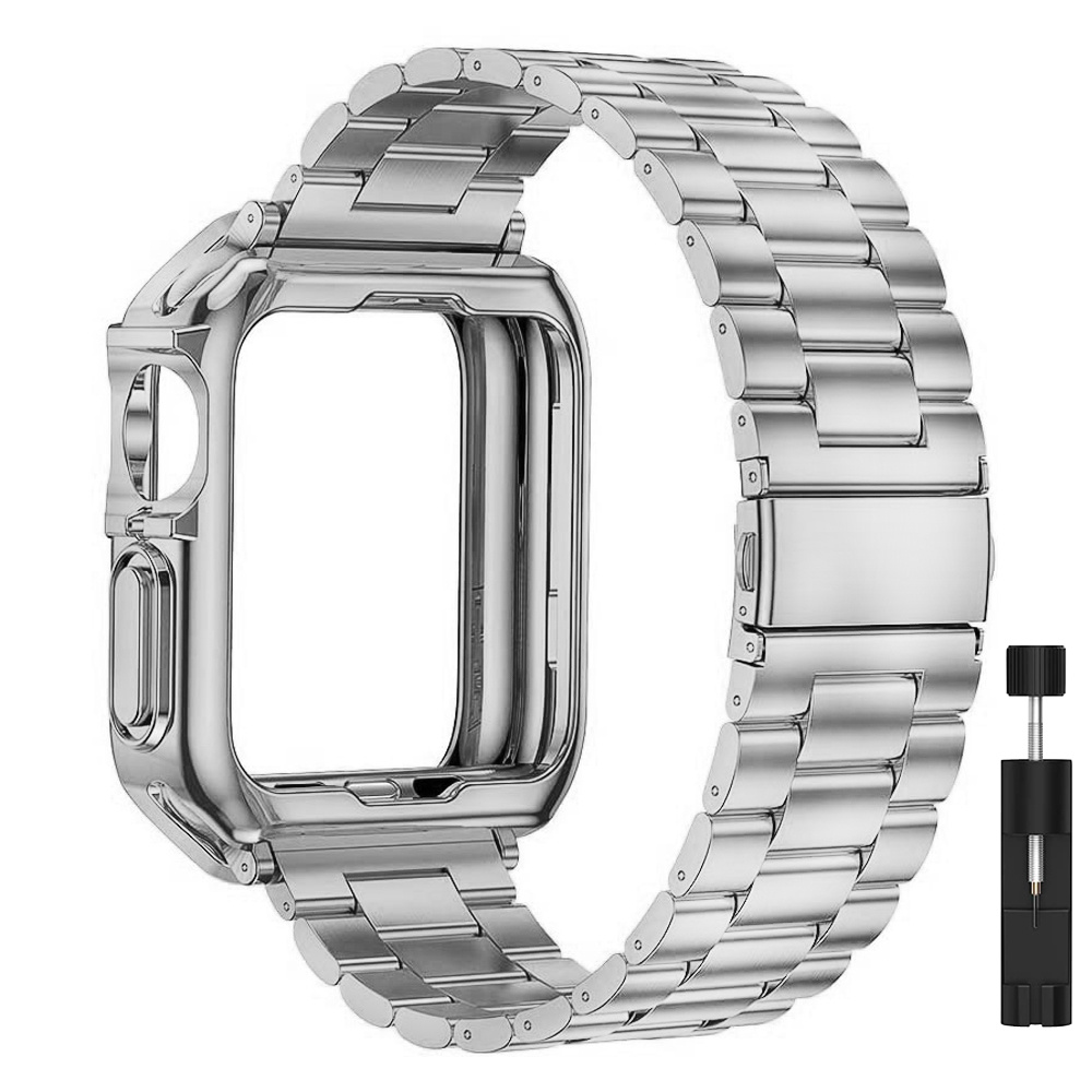 Siliconen Behuizing Roestvrijstalen Band Voor Watch 8 7 6 5 4 Se 45 Mm siliconen-behuizing-roestvrijstalen-band-voor-watch-8-7-6-5-4-se-45-mm