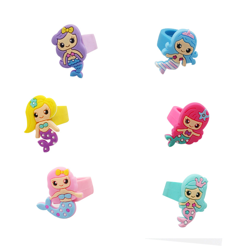 3pcs Kids Mermaid Silicone Rings, Sweet Design
