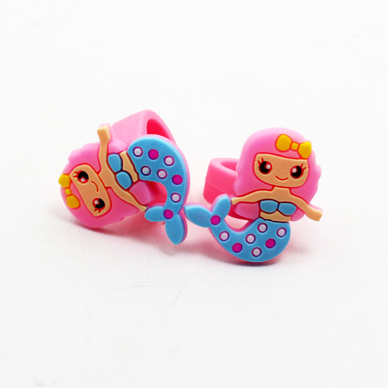 3pcs Kids Mermaid Silicone Rings, Sweet Design