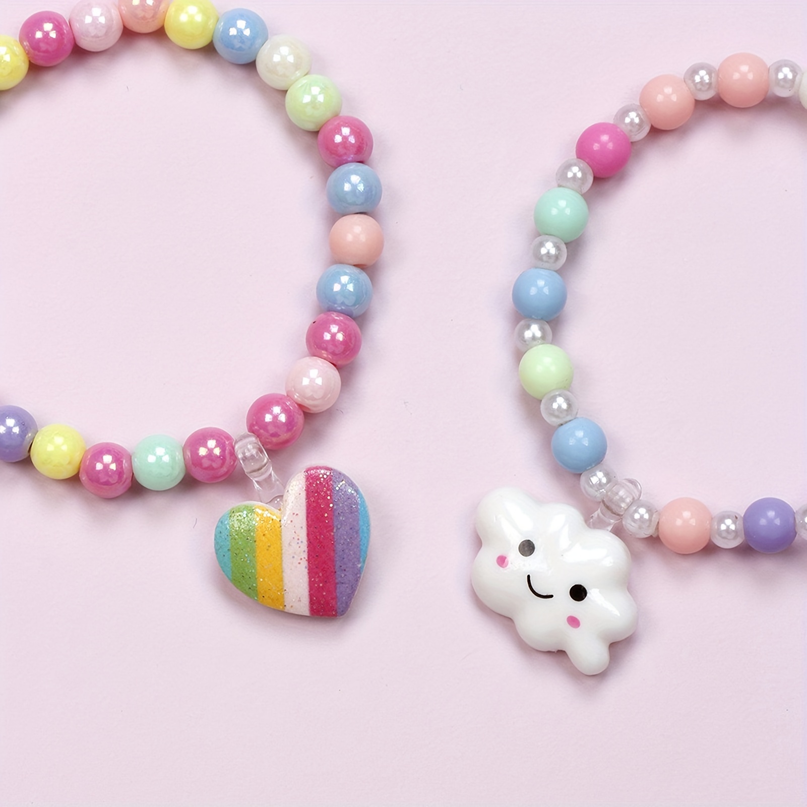 3pcs Beaded Bracelets Sets for Girls, Cloud Love Pendant Set
