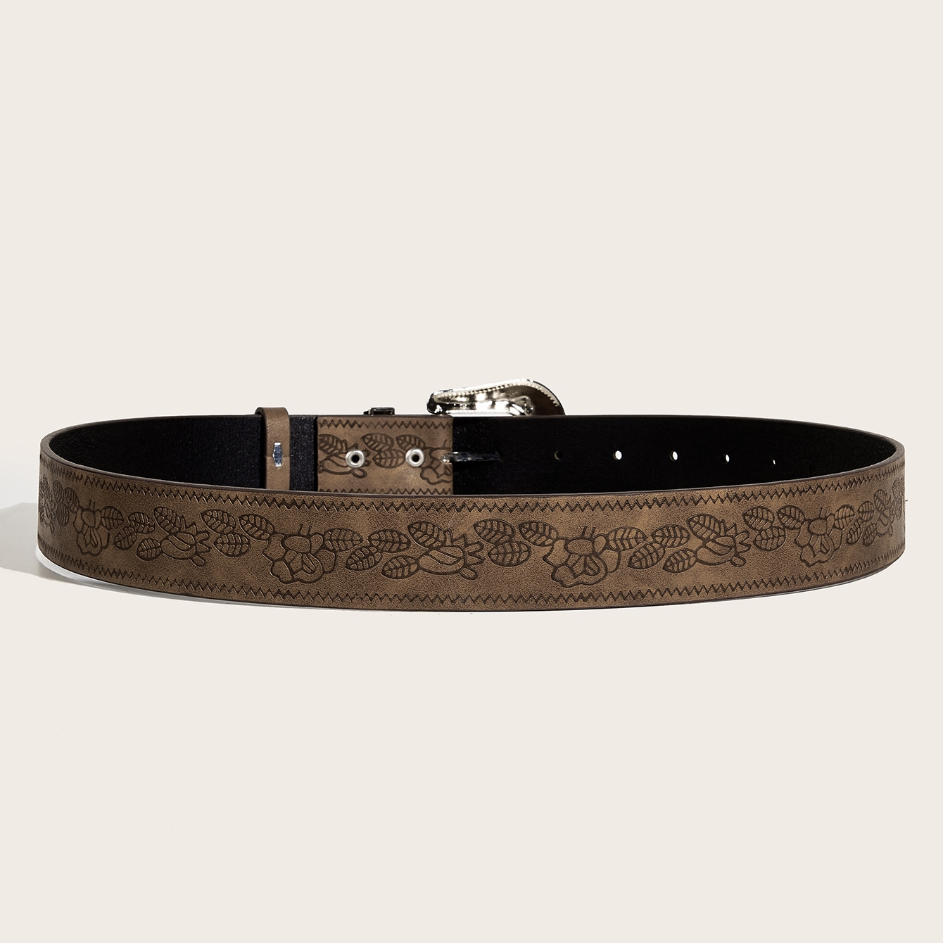 Vintage Bugle Boy leather braided woven leather belt 47” dark brown boho