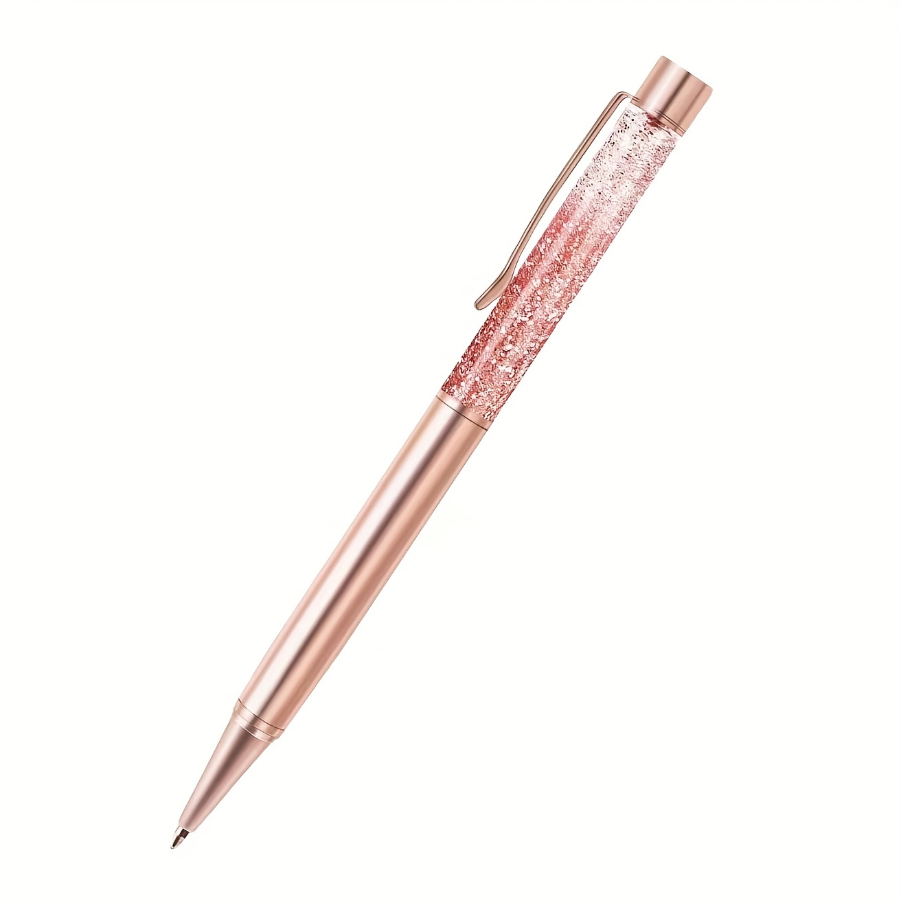 Rose Golden Ballpoint Pen Set Metal Pen Shiny Dynamic Liquid - Temu