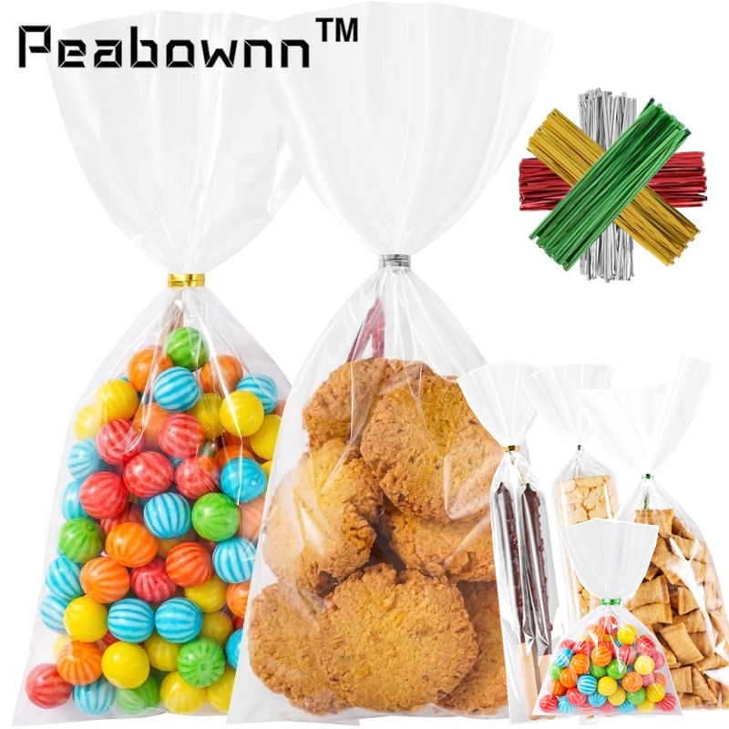 Konsait 100pcs Back to School Party Cellophane Bags, Clear Candy Cookie Treat  Bags with Twist Ties for Bakery Biscuit Chocolate Snacks,Holiday Goody Bags,  Back to School Party Party Favors Supplies : 