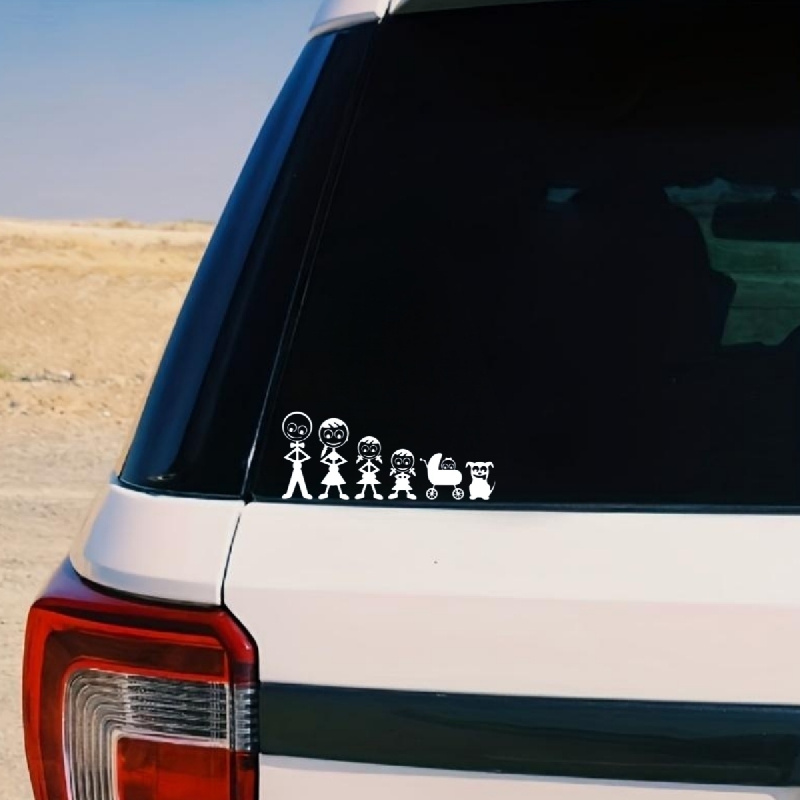 Open position stick figure family decal funny car truck sticker cute bumper