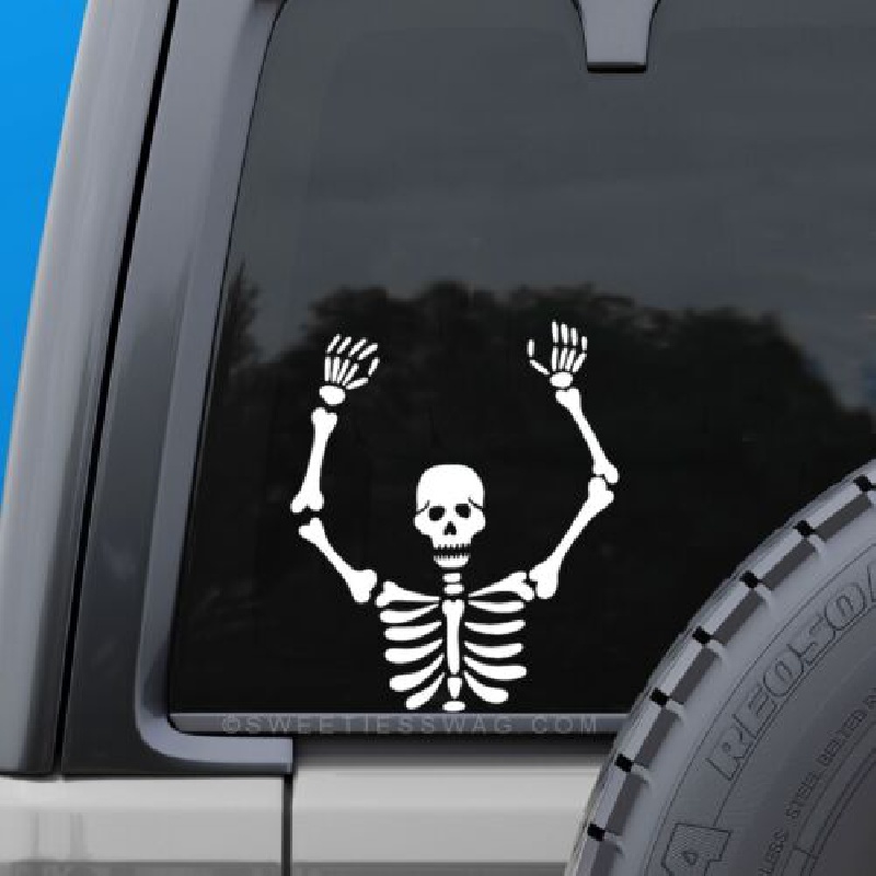 Halloween Skelett Winkend Weiß Fenster Aufkleber Decal Stoßstange Aufkleber  Vinyl Auto Aufkleber / Motorrad Aufkleber, 24/7 Kundenservice