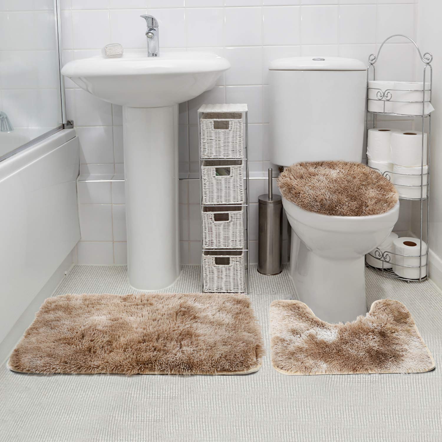 Extra Long Bath Mat Washable Bathroom Rug Toilet Pedestal Mats