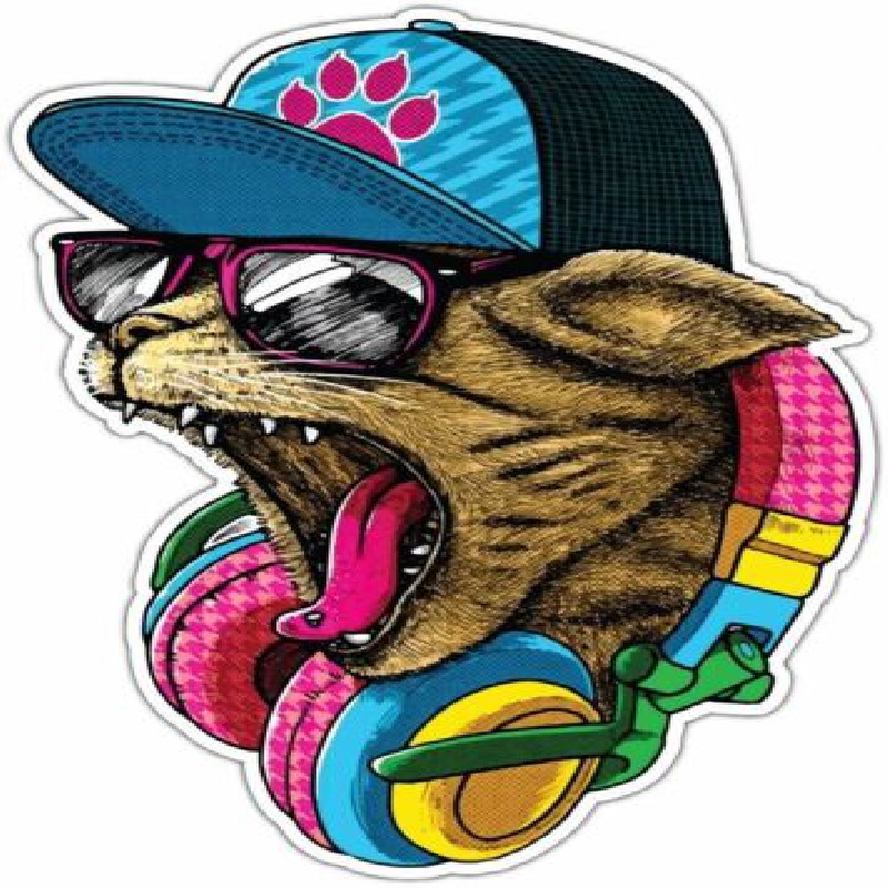 Funny and Cool DJ Cat' Sticker