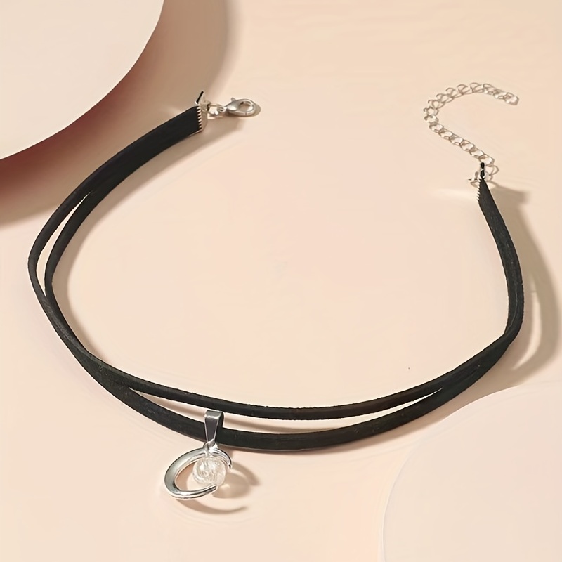 Double Layers Black Moon Pendant Choker Necklace Halloween - Temu