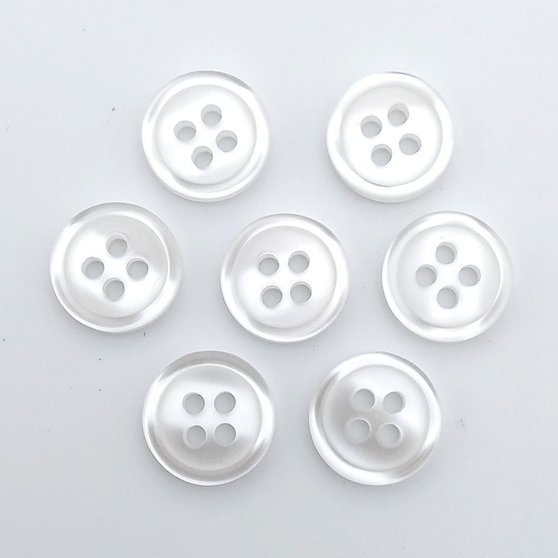 50pcs/pack White Color 4 Holes Buttons Shirt Buttons For Men Apparel  Supplies Sewing Accessories Size 0.43inch