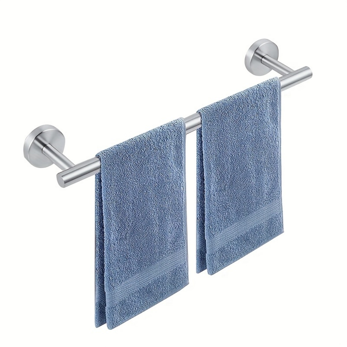  Toallero adhesivo para toallas, sin perforación, para montaje  en la pared, con espacio de gancho de aluminio, para baño, cocina, gris, 2  capas de 15.7 in : Hogar y Cocina