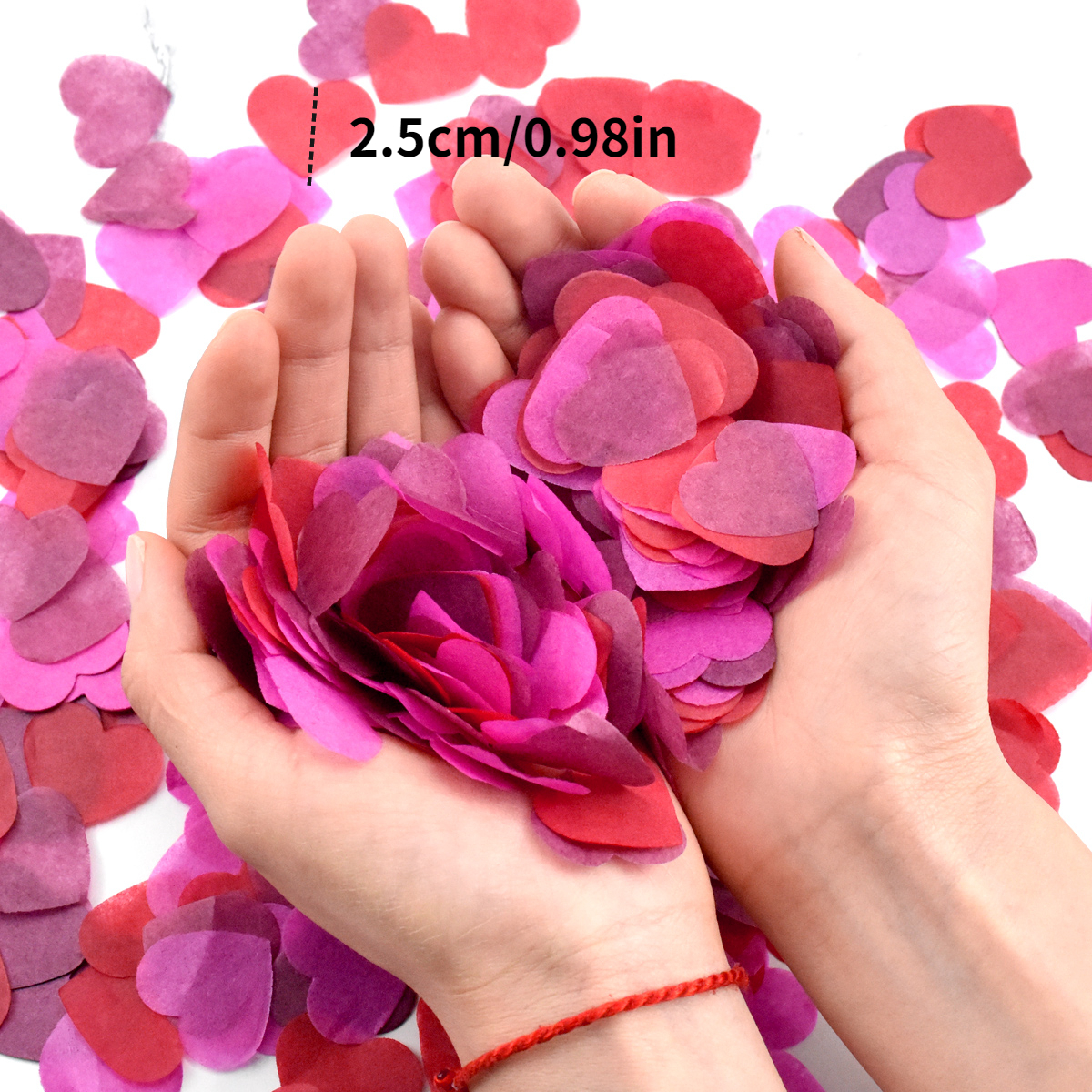 1000Pcs-Tissue Paper White And Red Heart Confetti For Valentines