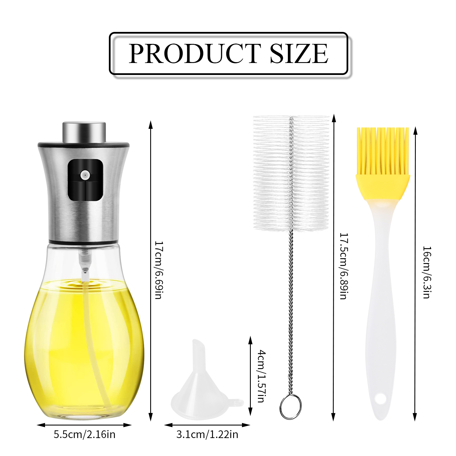 Oil Sprayer With Oil Brush Cleaning Brush And Funnel Olive - Temu