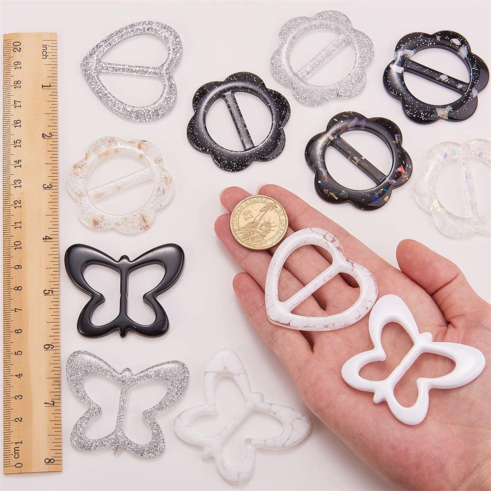 9pcsTee Shirt Clips resin scarf rings scarf clips and slides /pack Round