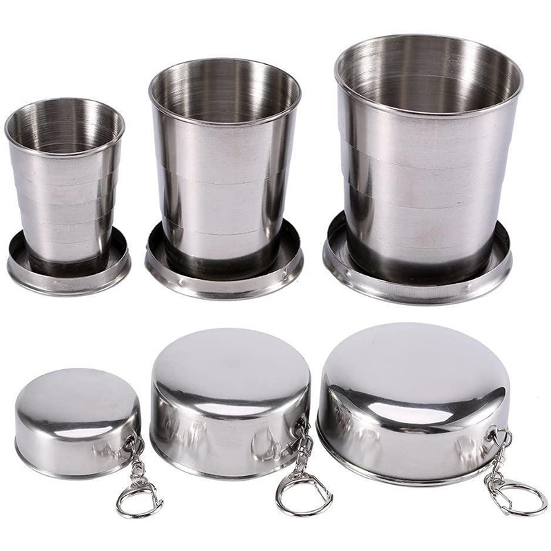 

75/150/250ml Outdoor Travel Water Cup, Portable Creative Telescopic Cup, 304 Stainless Steel Folding Cup, Travel Compressed Cup, Water-tight