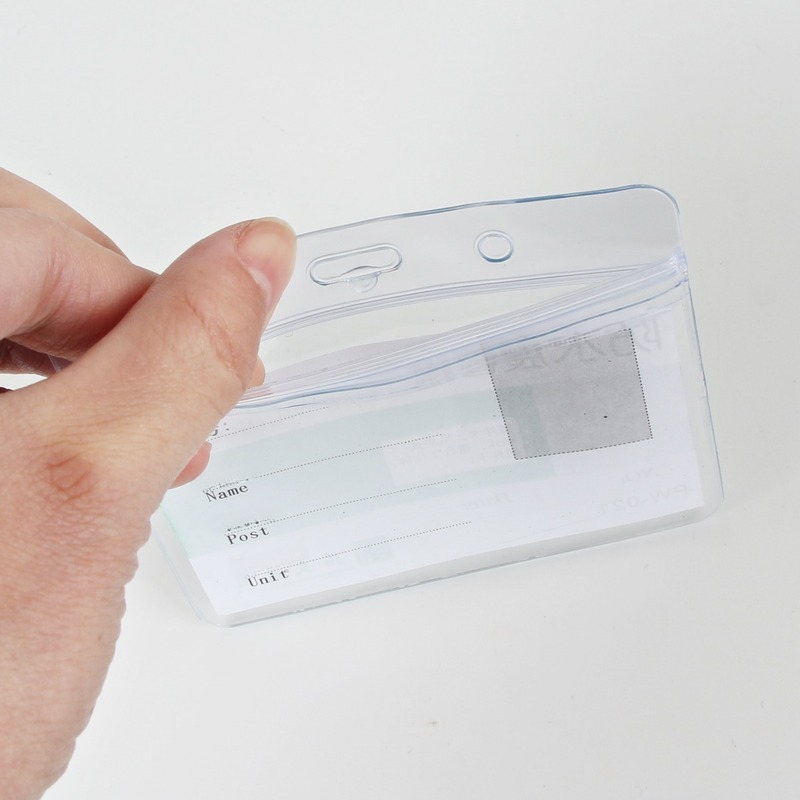 Transparent Horizontal Plastic ID Card Badge Holder Cover