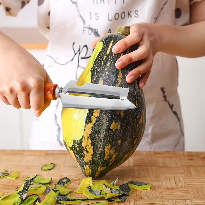 1pc Stainless Steel Fruit Knife With Wooden Handle, Pineapple