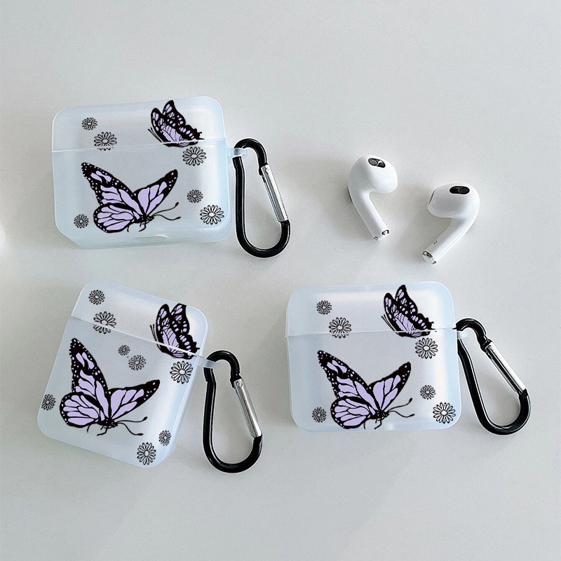 

Purple & Black Butterfly Graphic Pattern Headphone Case For Airpods1/2, Airpods3, Airpods Pro, Airpods Pro (2nd Generation), Gift For Birthday, Girlfriend, Boyfriend, Friend Or Yourself