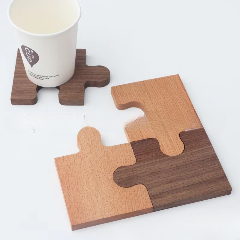 1pc Placemats Durable Walnut Wood Coaster Decor Square Round Heat Resistant  Drink Mat Home Table Tea Coffee Cup PadCMMA 