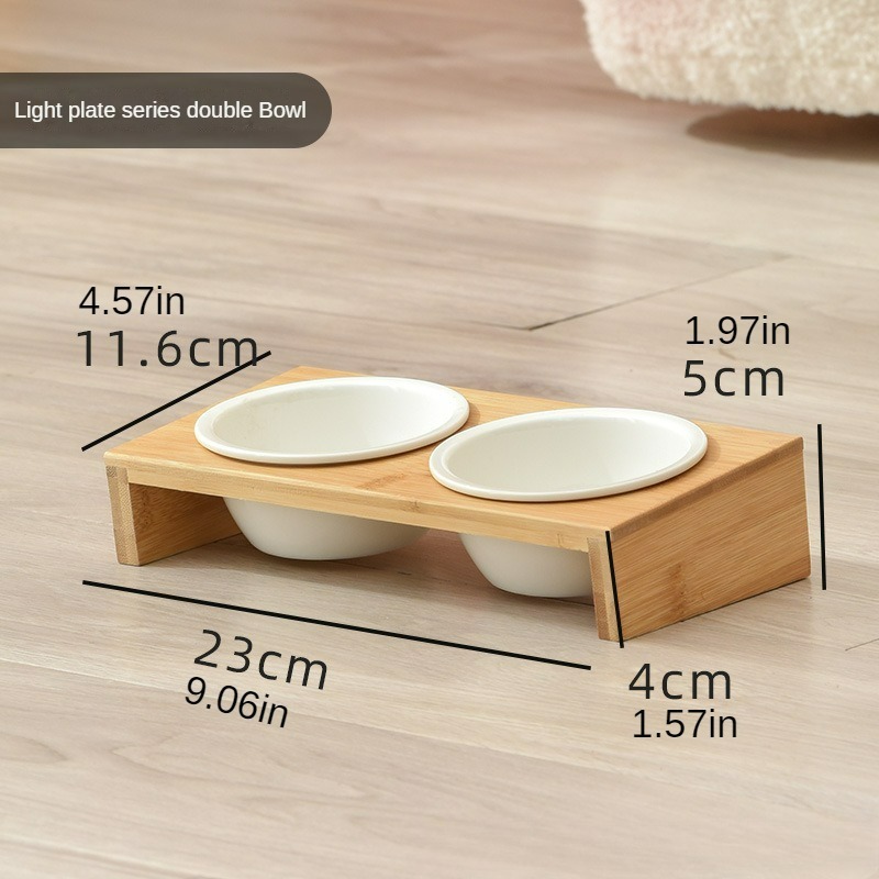 Adjustable Raised Bamboo Cat Bowl Stand Anti leak Pet Feeder - Temu