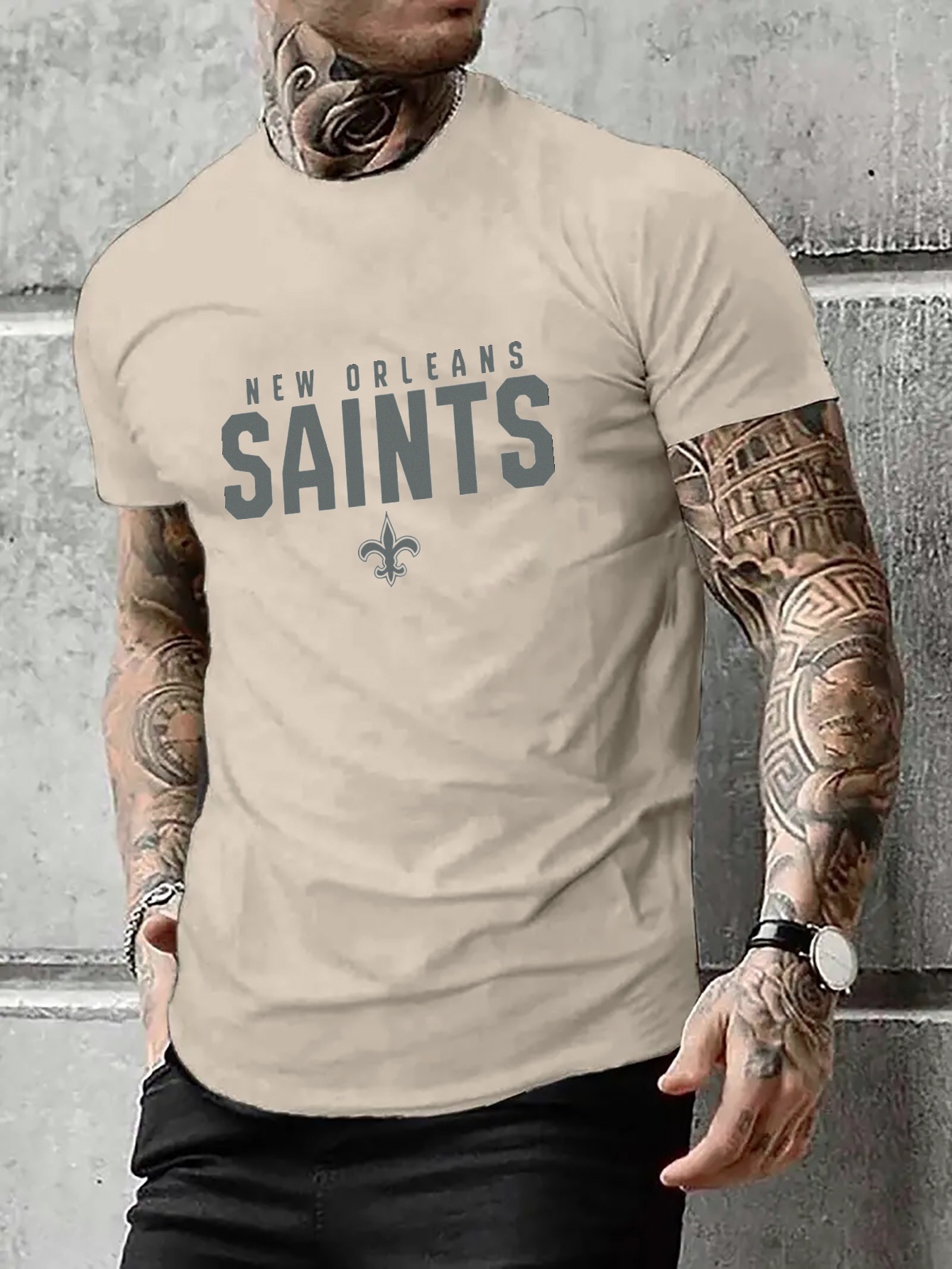 New Orleans Saints Mens Shorts Tracksuit 2PCS Crew Neck T-Shirts