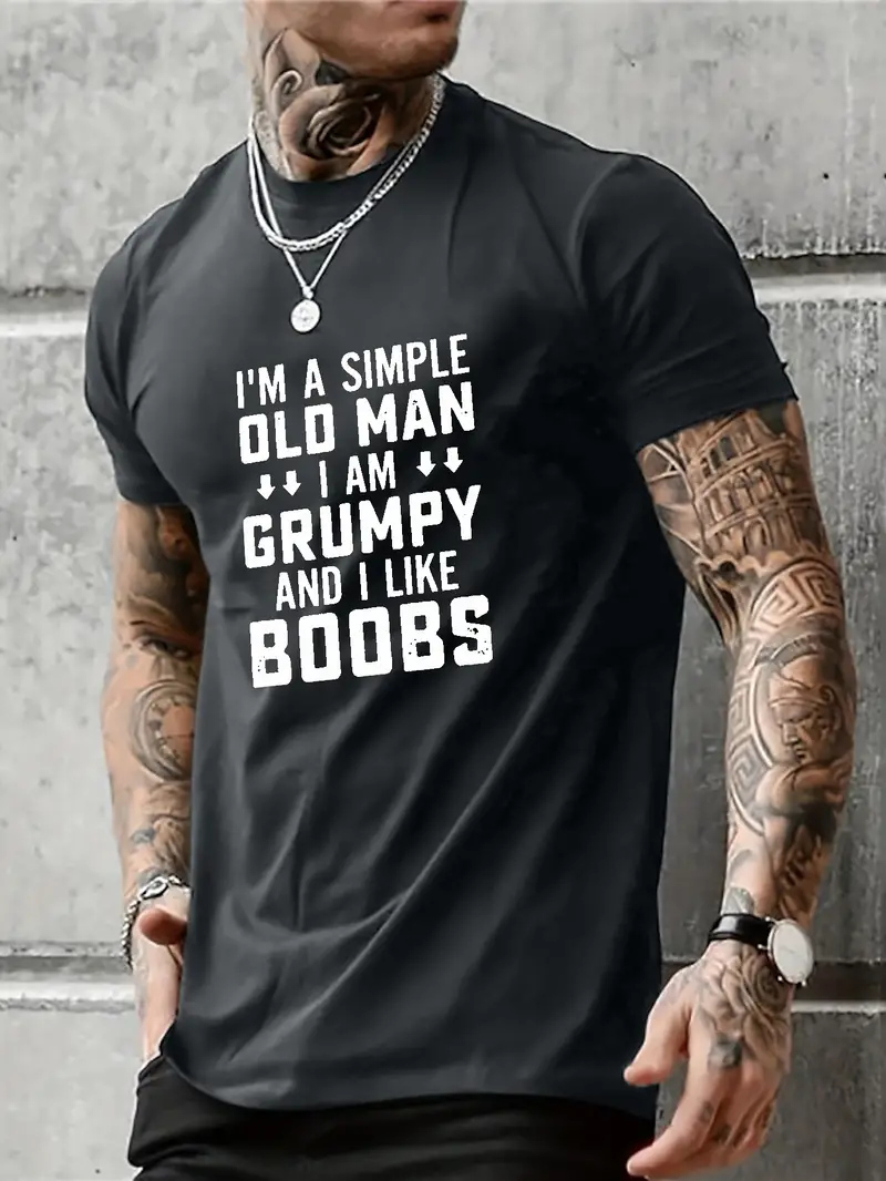 Men's T shirt old Man Boobs Print Summer Trendy - Temu Canada