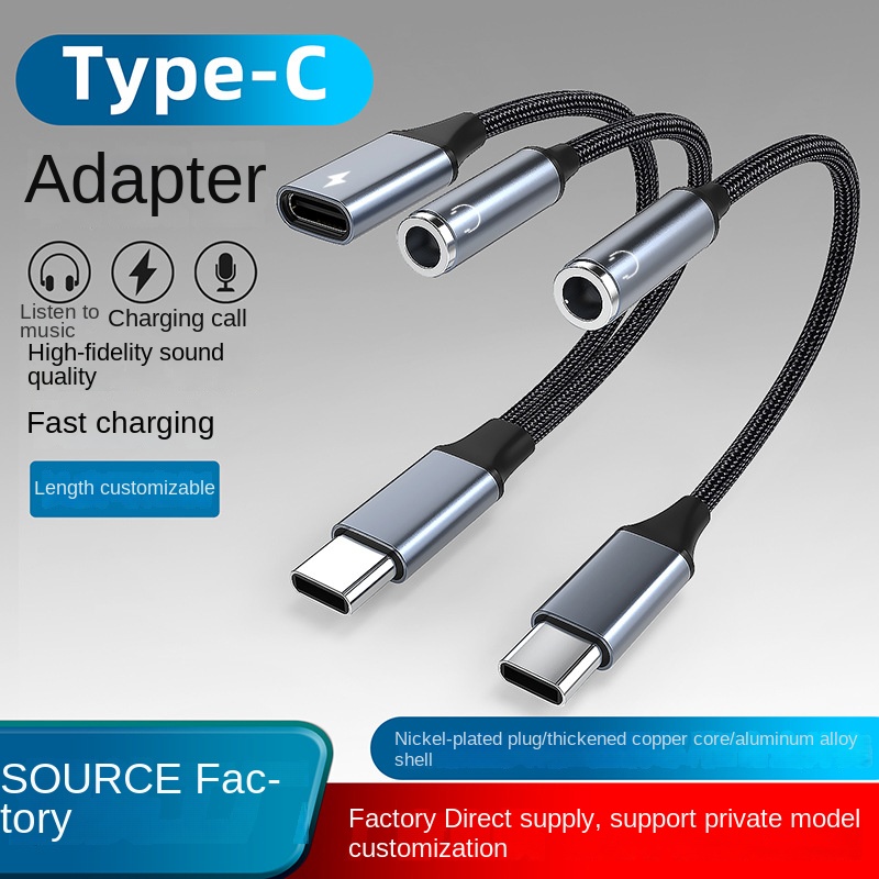 2 en 1 USB Type C à 3,5 mm Jack Chargeur Convertisseur Câble