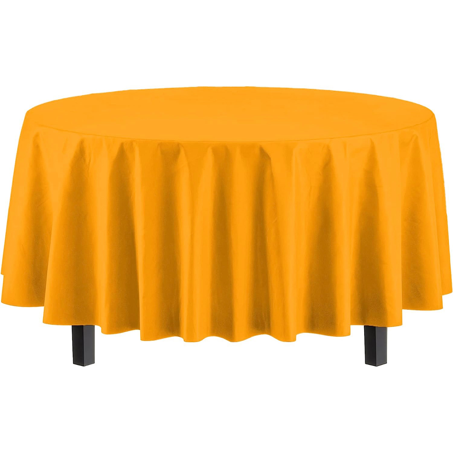 Mantel redondo dorado de 210 GSM resistente al agua ya las manchas para  mesa circular, mantel sólido de 70 pulgadas en tela de poliéster lavable