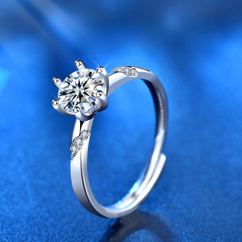 1 pieza elegante brillante 1CT Moissanite anillos de diamantes de imitación  de plata de ley 925 promesa eterna anillo de boda de compromiso para mujeres  niñas regalo joyería fina