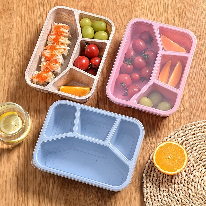 Caja bento, lonchera para niños, 44.0 fl oz con 4 compartimentos y palillos  de alimentos para pasteles, recipientes para adultos/niños/niños pequeños