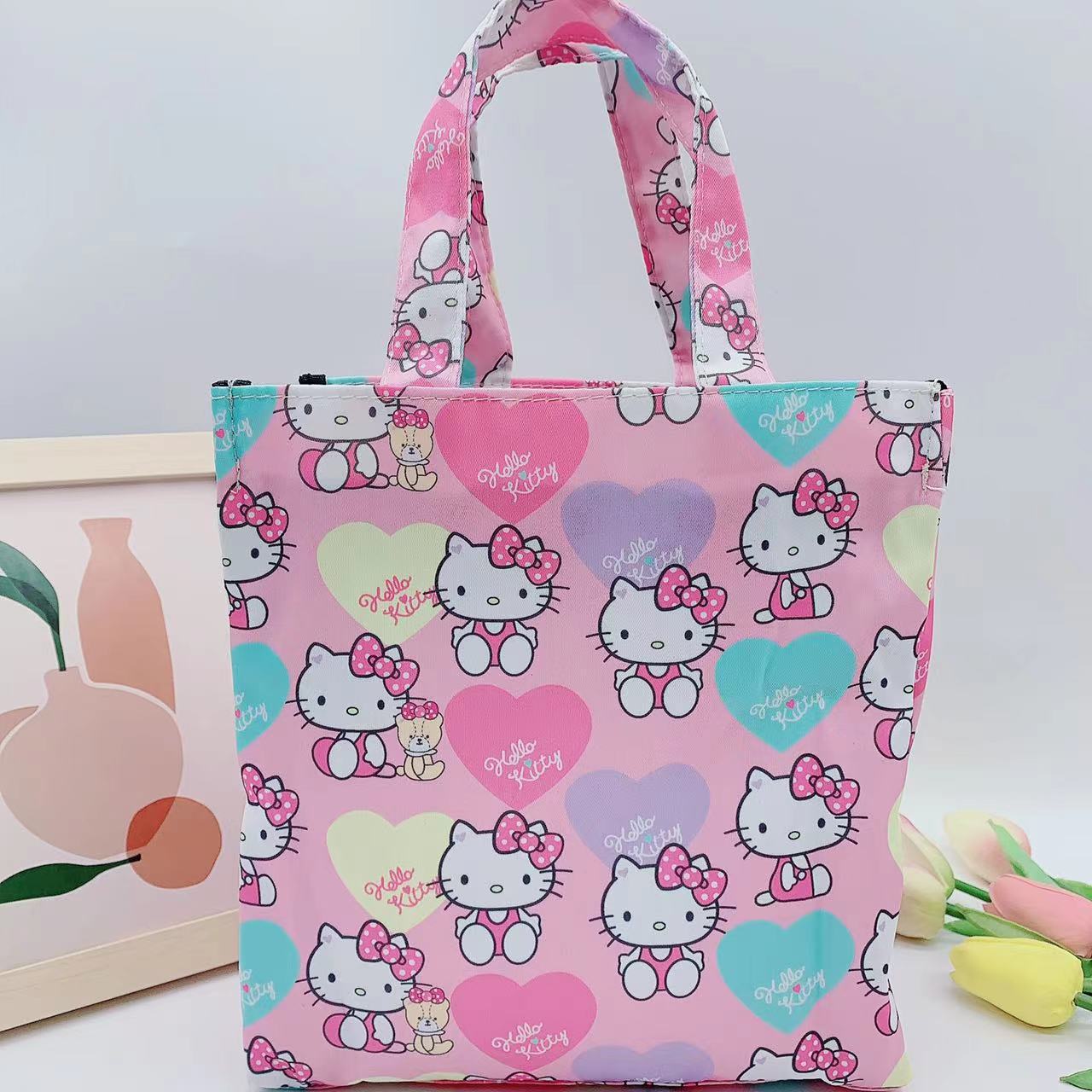 Hello Kitty Pink Zippered Tote Bag