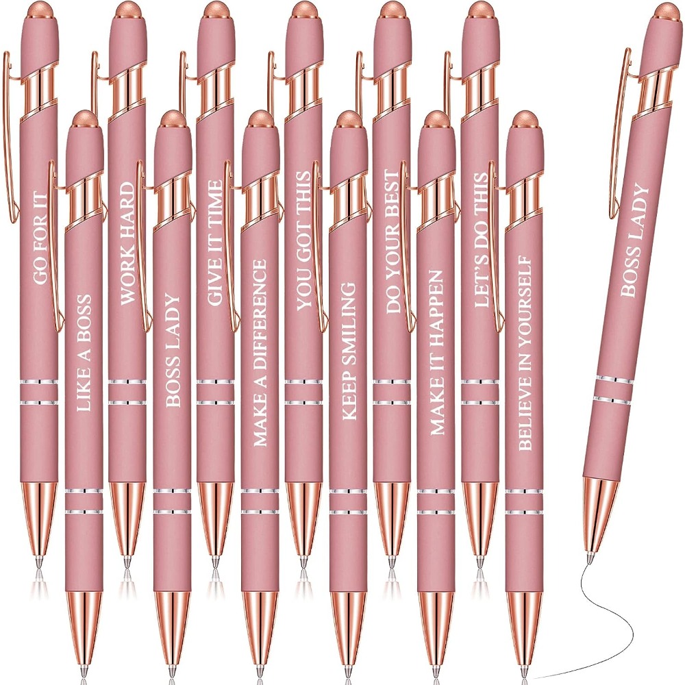 12 Pcs Inspirational Quotes Ballpoint Pens Funny Cute Work Pen With Soft  Grip Stylus Tip Snarky Motivational Messages For School Students Office  Cowor