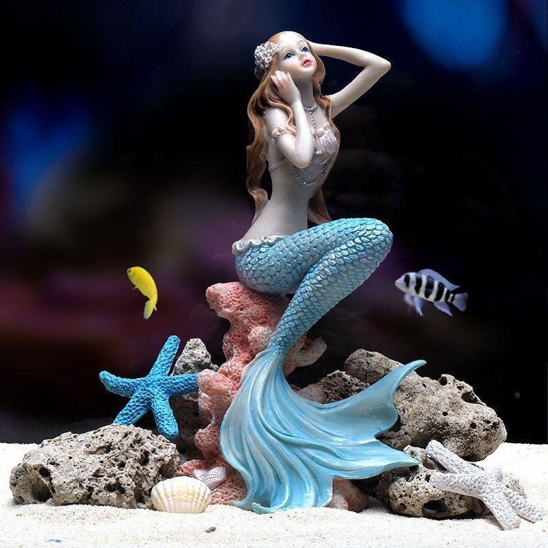 Pretty Mermaid Figurines for Aquarium Accessories Artificial Mermaid  Ornaments Fish Tank Handicrafts Desk Aquarium Decoration