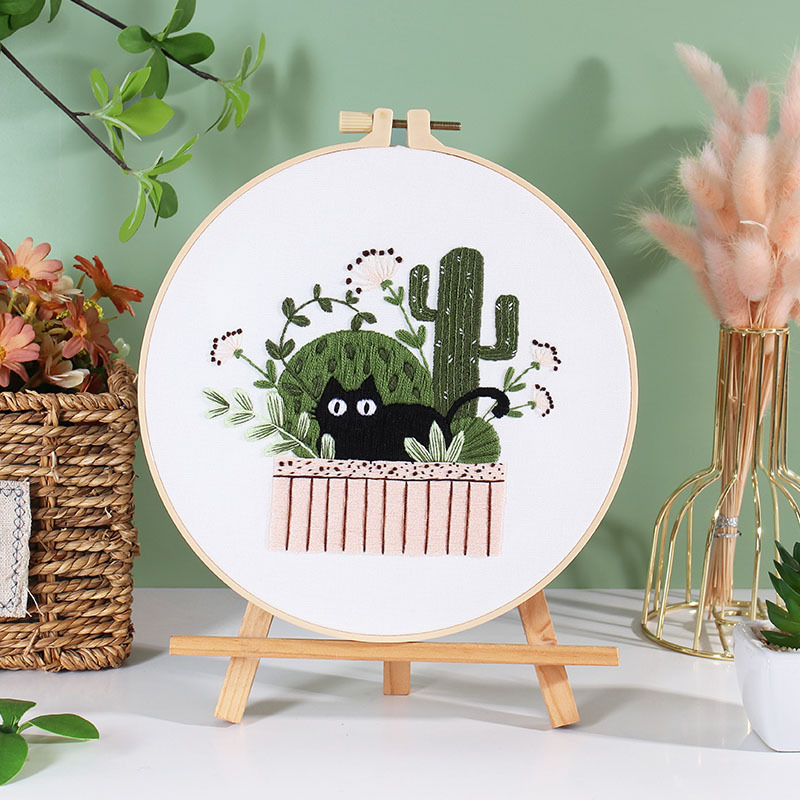 Buy Plant Embroidery Starter Kit With 20CM Embroidery Hoop Color Threads  Cross Stitch Set Cartoon Cactus Pattern Online - 360 Digitizing -  Embroidery Designs