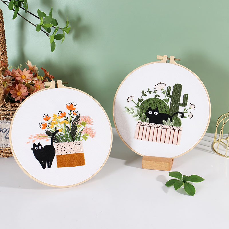 Buy Plant Embroidery Starter Kit With 20CM Embroidery Hoop Color Threads  Cross Stitch Set Cartoon Cactus Pattern Online - 360 Digitizing - Embroidery  Designs