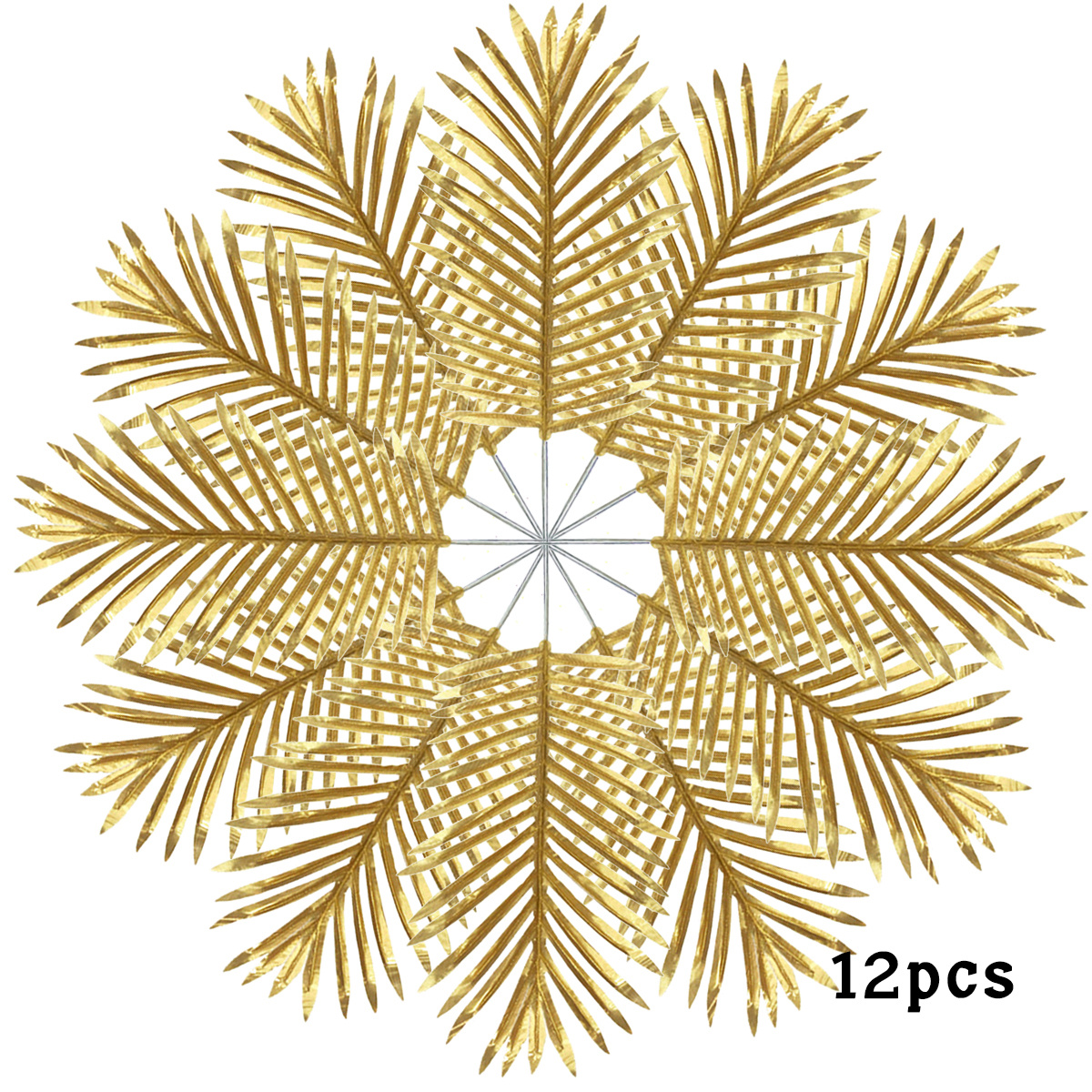  12 Pcs Artificial Gold Palm Leaves- 19.4 Realistic Golden  Plants Leaf Fake Gold Tropical Palm Leaf Faux Gold Leaves Decorations for  Balloon Garland Decor Wedding Birthday Tropical Jungle Party : Home