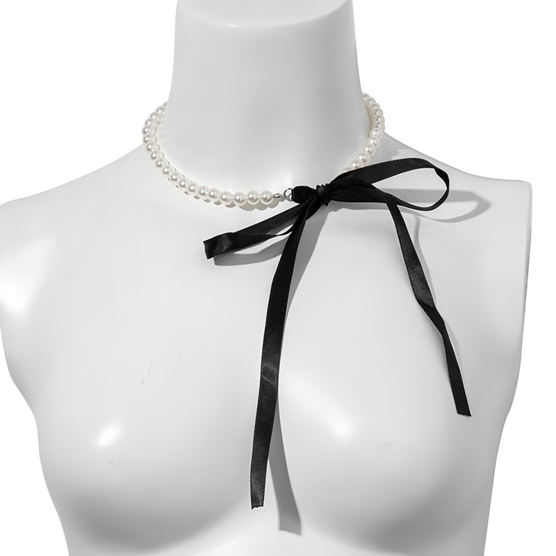 Wide Ribbon Choker Necklace White