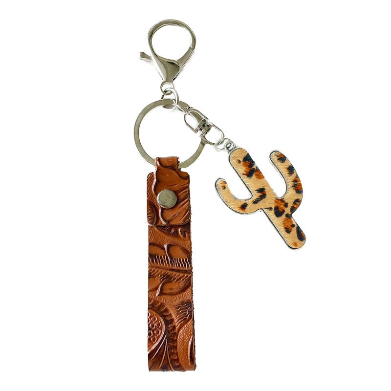 Leather hot sale cactus keychain