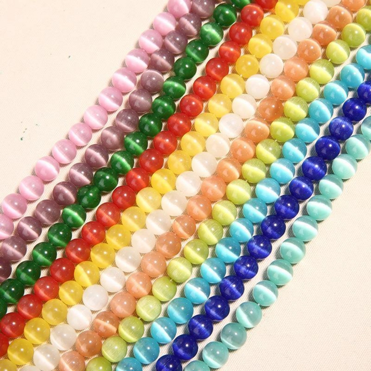 Colorful Cat Eye Stone Beads Round Loose Spacer Bead Strands - Temu United  Arab Emirates